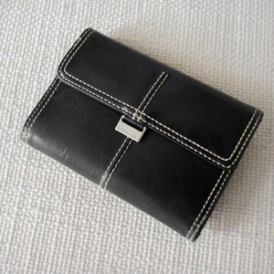 Y2K Leather Liz Claiborne Black Preppy Classic Wallet